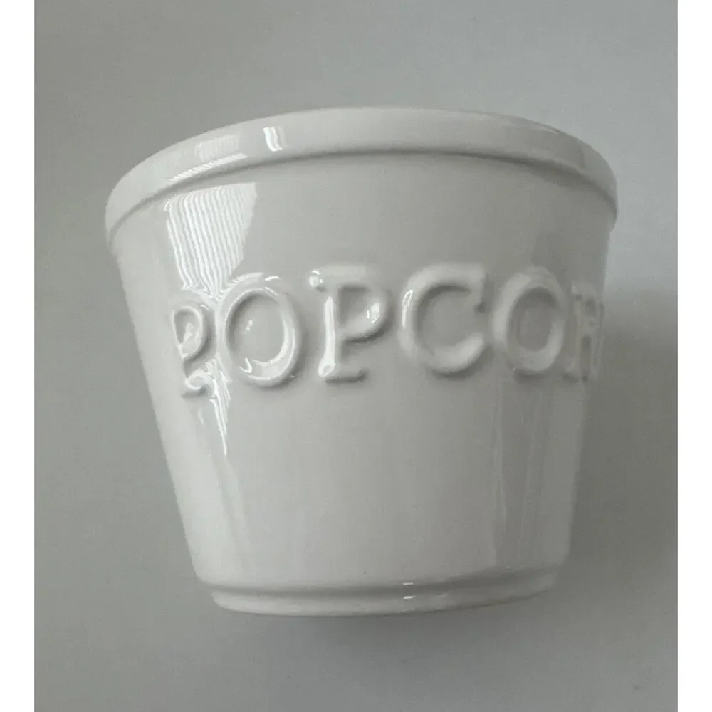 Set of 2 Crate & Barrel Individual Popcorn Bowls 4” Embossed Farmhouse PORTUGAL